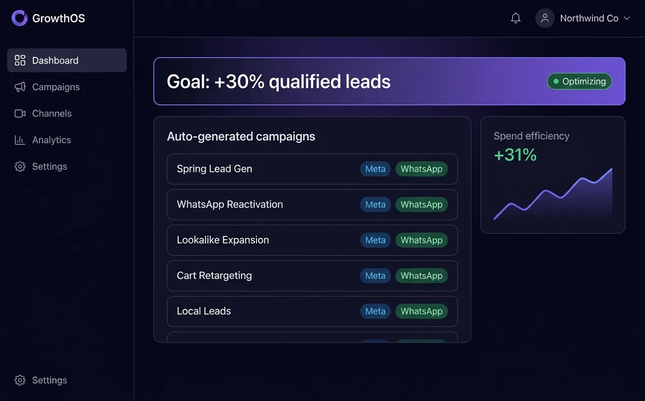 GrowthOS campaign engine showing autonomous campaign planning